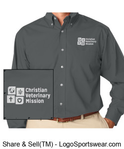 CVM Men's Button Down - Gray Design Zoom